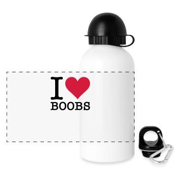 I love seins - Gourde panoramique avec couvercle 500 ml - blanc - Devant