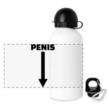 Penis - Panorama Trinkflasche mit Deckel 500 ml - Weiß - Vorne
