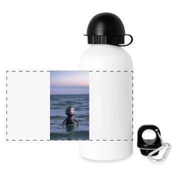 Cute Sea Creature in Vintage Movie Style Cute - Panoramic Thermal Bottle with Lid 500 ml - white - Front