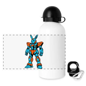 Robo Rabbit orange-blau - Panorama Trinkflasche mit Deckel 500 ml - Weiß - Vorne