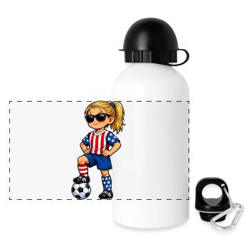 Soccer Girls USA America Fan American - Gourde panoramique avec couvercle 500 ml - blanc - Devant