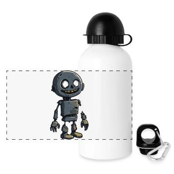 Kleiner Zombie Schrott Roboter  - Panorama Trinkflasche mit Deckel 500 ml - Weiß - Vorne