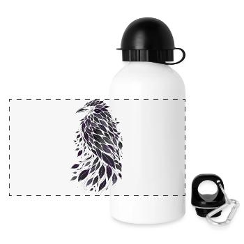 Night Leaf Raven from Purple Leaves - Panoramic Thermal Bottle with Lid 500 ml - white - Front