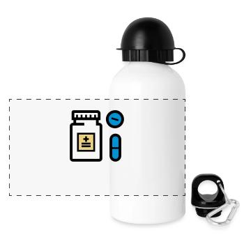 Pillen, Medikamente, Medizin, Drogen, Pillendose - Panorama Trinkflasche mit Deckel 500 ml - Weiß - Vorne