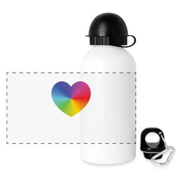 Rainbow Heart - Panorama Trinkflasche mit Deckel 500 ml - Weiß - Vorne