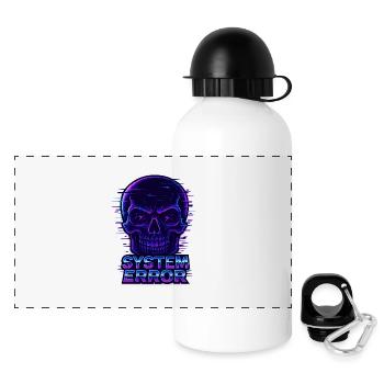 Neon Glitch Schädel mit Systemfehlertext - Panorama Trinkflasche mit Deckel 500 ml - Weiß - Vorne