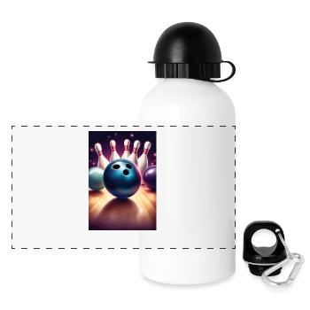 Cool bowling ball graphic t-shirt design - Panoramic Thermal Bottle with Lid 500 ml - white - Front