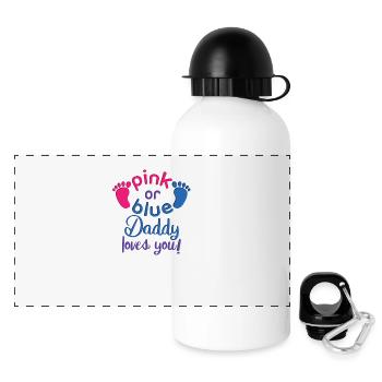 Rosa oder blau Papa liebt Dich, Geschlecht offenbaren Geschenk - Panorama Trinkflasche mit Deckel 500 ml - Weiß - Vorne