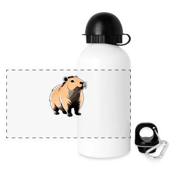 Capybara - Cute Animal Sticker - Panorama Trinkflasche mit Deckel 500 ml - Weiß - Vorne