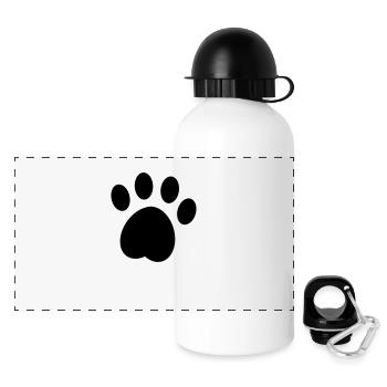 Hundepfote – Minimalistisches Design für Hundefans - Panorama Trinkflasche mit Deckel 500 ml - Weiß - Vorne