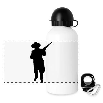 Man and Gun 2 (Vector) - Panorama Trinkflasche mit Deckel 500 ml - Weiß - Vorne