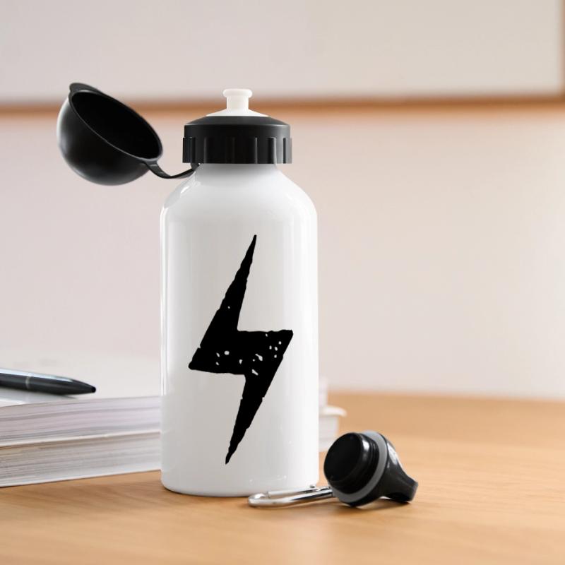 Blitz Strom Symbol Panorama Trinkflasche mit Deckel 500 ml