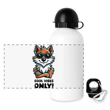 Lunettes de soleil loup Bande dessinée - Gourde panoramique avec couvercle 500 ml - blanc - Devant