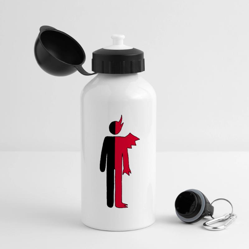 Mann oder Dämon Piktogramm Panorama Trinkflasche mit Deckel 500 ml