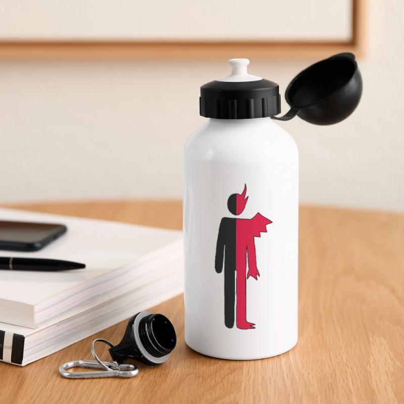 Mann oder Dämon Piktogramm Panorama Trinkflasche mit Deckel 500 ml