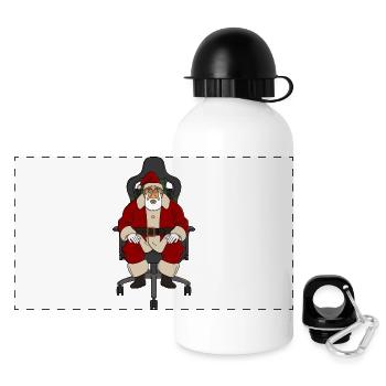 Weihnachtsmann am Büro-Gaming-Stuhl - Panorama Trinkflasche mit Deckel 500 ml - Weiß - Vorne