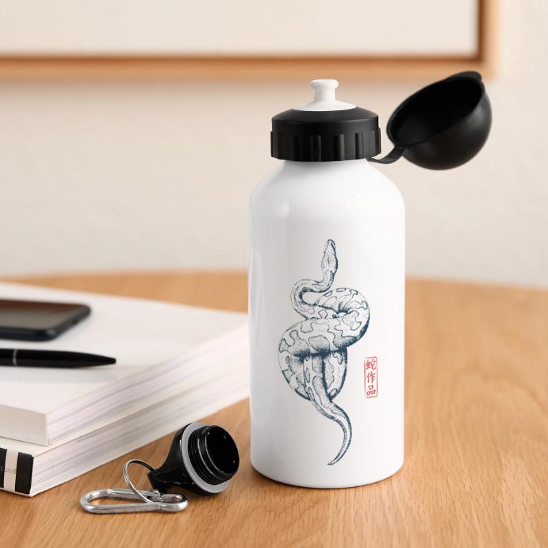 Python avec tampon kanji Gourde panoramique avec couvercle 500 ml