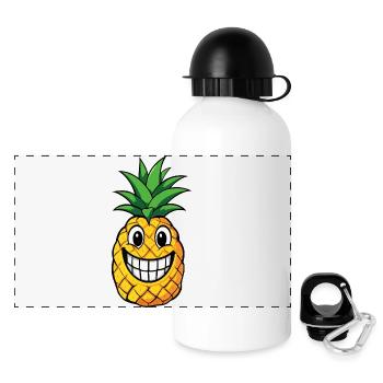 Süßer Ananas Cartoon Sommerfrucht Karibik Comic - Panorama Trinkflasche mit Deckel 500 ml - Weiß - Vorne