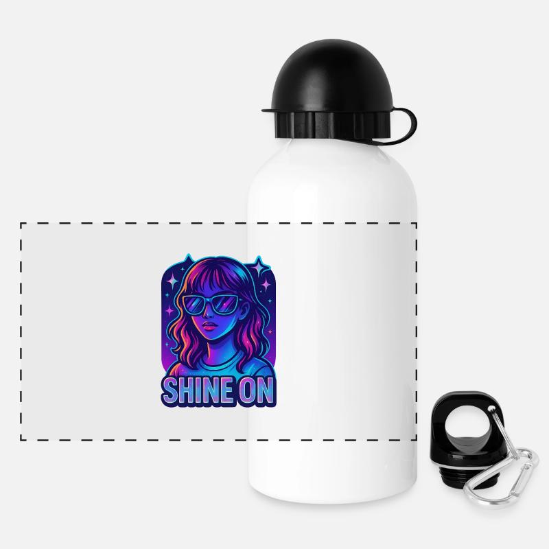 Fille Galactique Briller Sur Le Design - Gourde panoramique avec couvercle 500 ml - blanc