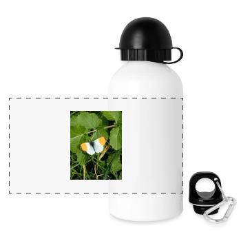 Papillon blanc orange bordures noires - Gourde panoramique avec couvercle 500 ml - blanc - Devant