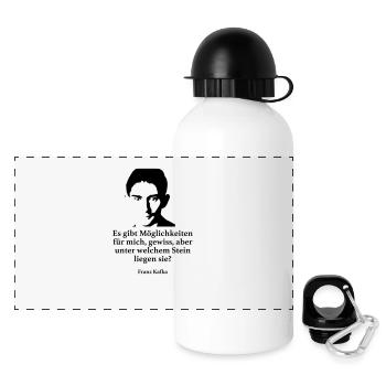 Kafka: Es gibt Möglichkeiten für mich, gewiss, ab - Panorama Trinkflasche mit Deckel 500 ml - Weiß - Vorne