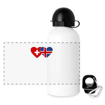 Suisse Islande Drapeau Coeur - Gourde panoramique avec couvercle 500 ml - blanc - Devant