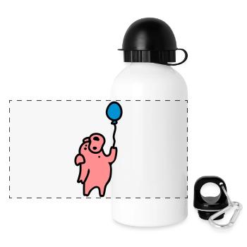 Pig + ballon à air 3 - Gourde panoramique avec couvercle 500 ml - blanc - Devant