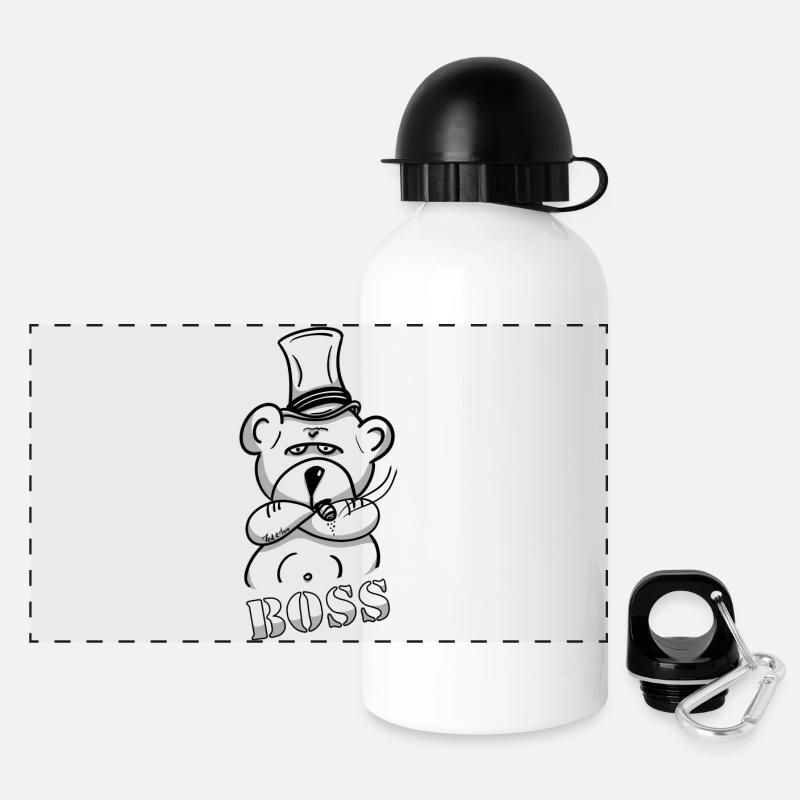 Der Bär als Boss, Investor und Unternehmer - Panorama Trinkflasche mit Deckel 500 ml - Weiß