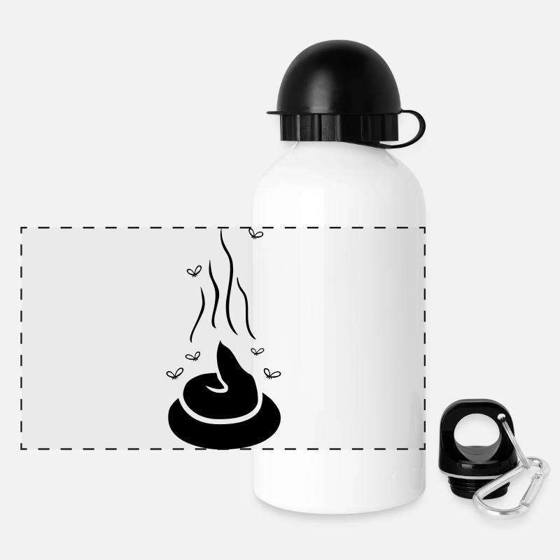 Dampfender Scheißhaufen mit Fliegen - einfärbbar - Panorama Trinkflasche mit Deckel 500 ml - Weiß