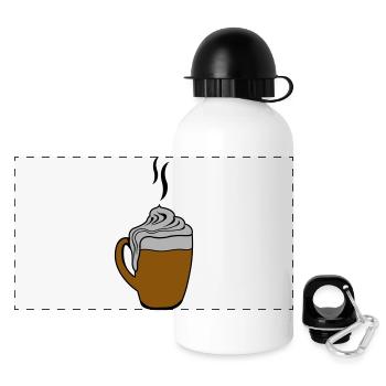 chocolat - Gourde panoramique avec couvercle 500 ml - blanc - Devant