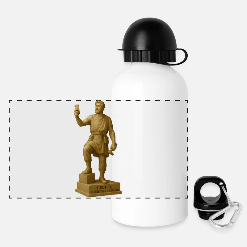 Sculpture de philosophe antique avec citation - Gourde panoramique avec couvercle 500 ml - blanc