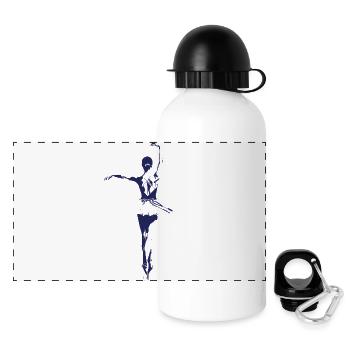 Elegant Ballerina Line Art Illustration - Panoramic Thermal Bottle with Lid 500 ml - white - Front