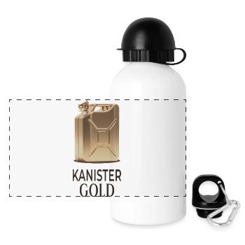 Kanister Gold Benzin Humor Statement - Panorama Trinkflasche mit Deckel 500 ml - Weiß - Vorne