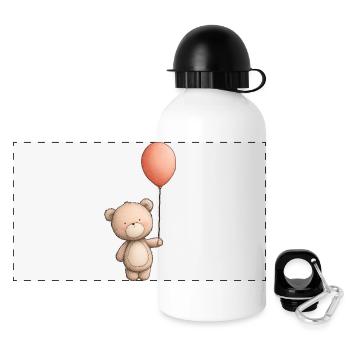 ours en peluche, nounours  - Gourde panoramique avec couvercle 500 ml - blanc - Devant
