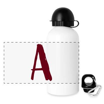 Künstlerisch geschriebenes A-Design - Panorama Trinkflasche mit Deckel 500 ml - Weiß - Vorne