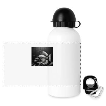 Schwarzer Fisch - Panorama Trinkflasche mit Deckel 500 ml - Weiß - Vorne