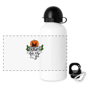 Hier entlang: Halloween - Panorama Trinkflasche mit Deckel 500 ml - Weiß - Vorne