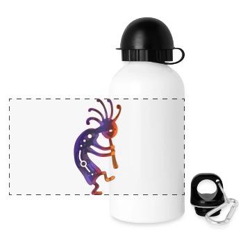 Indianischer Flötenspieler Kokopelli - Panorama Trinkflasche mit Deckel 500 ml - Weiß - Vorne