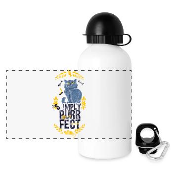 CAT PERFECT - chats de pêche de chat Souris Proverbes shirt - Gourde panoramique avec couvercle 500 ml - blanc - Devant