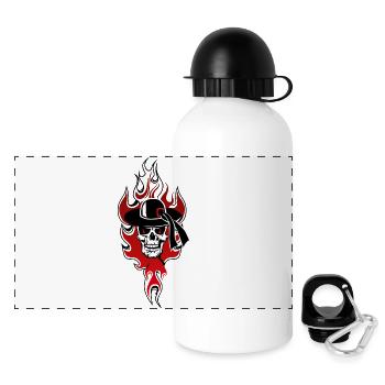 tete de mort breton chapeau skull crane flamme feu - Gourde panoramique avec couvercle 500 ml - blanc - Devant