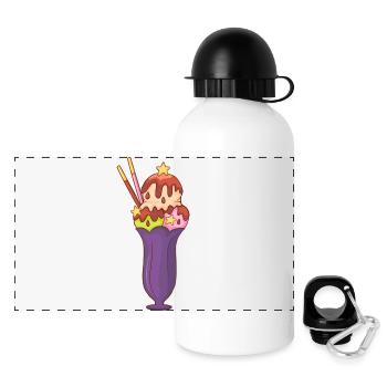 Eis Speiseeis Eiskrem Eiscreme Kugeleis Eisbecher - Panorama Trinkflasche mit Deckel 500 ml - Weiß - Vorne