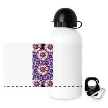 Bunte Blumen - Panorama Trinkflasche mit Deckel 500 ml - Weiß - Vorne