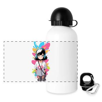 Street Art Fille 23240 - Gourde panoramique avec couvercle 500 ml - blanc - Devant