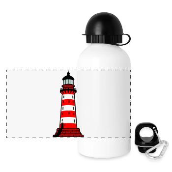 Leuchtturm - Panorama Trinkflasche mit Deckel 500 ml - Weiß - Vorne