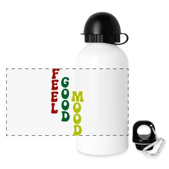 Feel Good Mood Vertikale Typografie - Panorama Trinkflasche mit Deckel 500 ml - Weiß - Vorne
