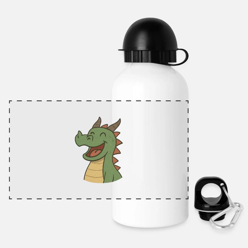 Drache_der_Lacht - Panoramic Thermal Bottle with Lid 500 ml - white