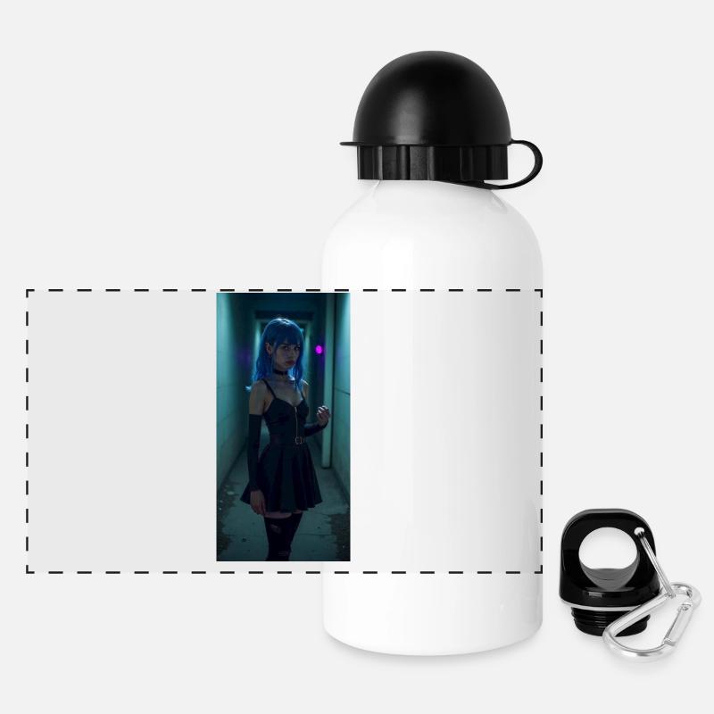 ANIME MÄDCHEN SWS - Panorama Trinkflasche mit Deckel 500 ml - Weiß