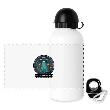 Guerre de la ville d’invasion des pixels - Gourde panoramique avec couvercle 500 ml - blanc - Devant