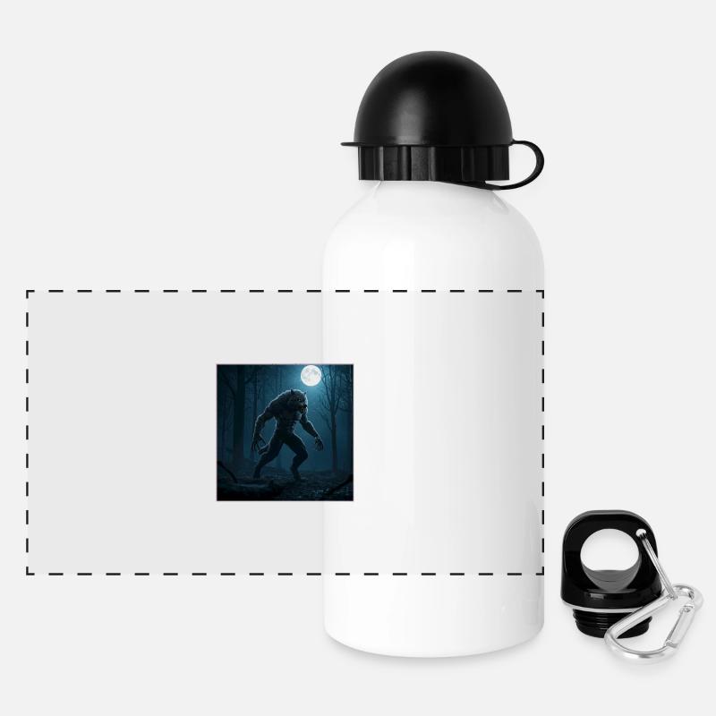 Moon wolf in cloud forest - Panoramic Thermal Bottle with Lid 500 ml - white