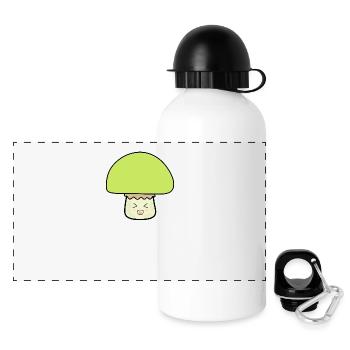 Mushroom green cute with face - Panoramic Thermal Bottle with Lid 500 ml - white - Front